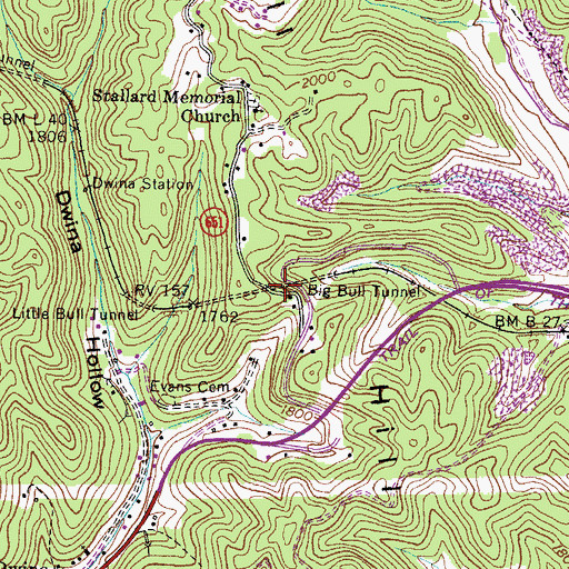 Topographic Map of Big Bull Tunnel, VA