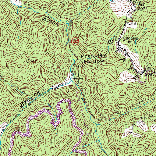 Topographic Map of Big Butt Branch, VA