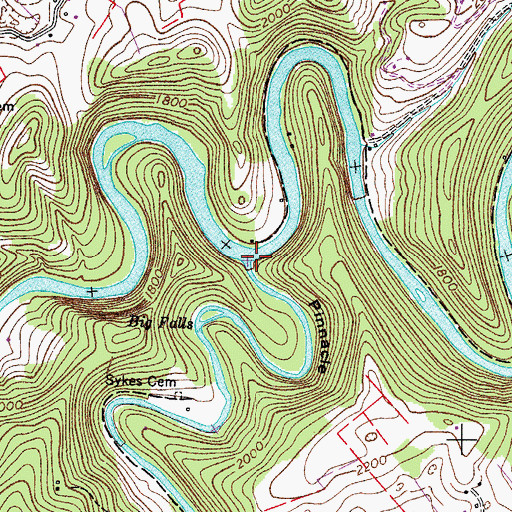 Topographic Map of Big Cedar Creek, VA