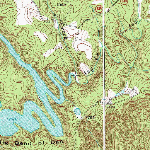 Topographic Map of Big Cherry Creek, VA