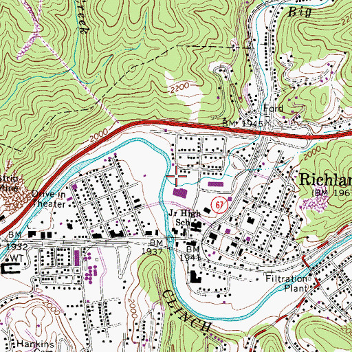 Topographic Map of Big Creek, VA