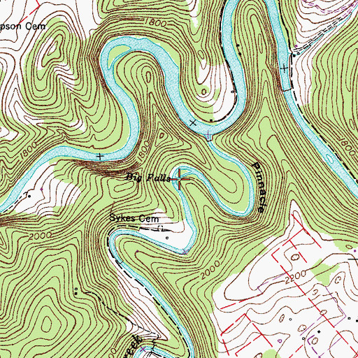 Topographic Map of Big Falls, VA