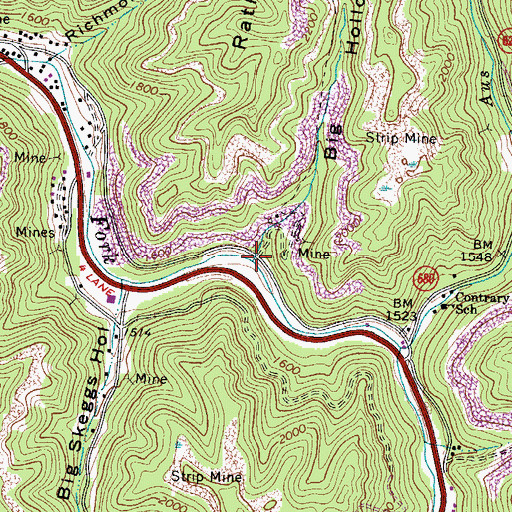 Topographic Map of Big Hollow, VA