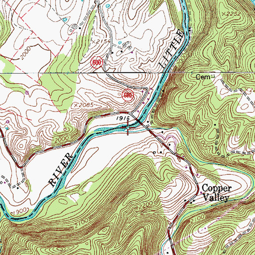 Topographic Map of Big Indian Creek, VA