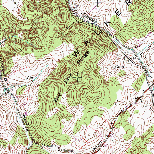 Topographic Map of Big Jack Ridge, VA