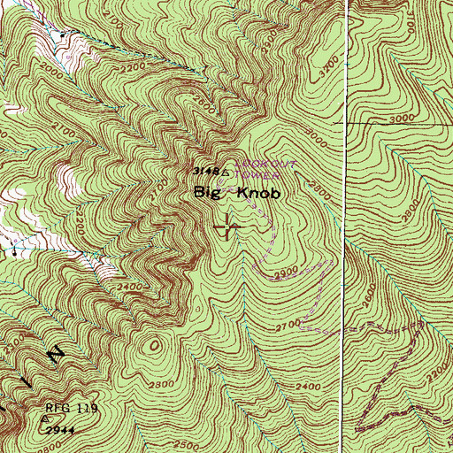 Topographic Map of Big Knob, VA