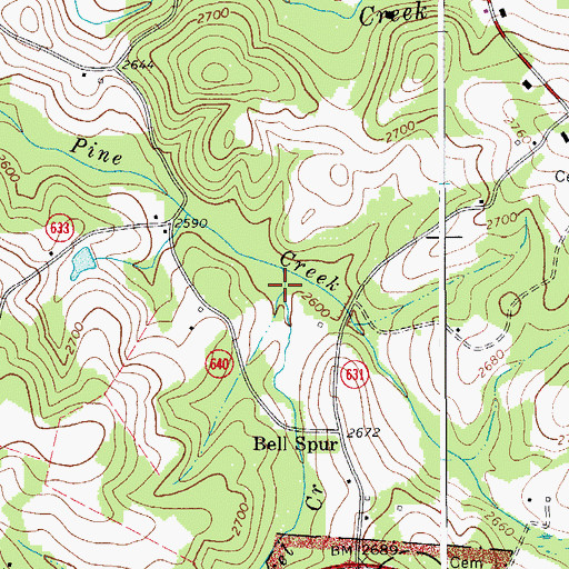 Topographic Map of Big Laurel Creek, VA