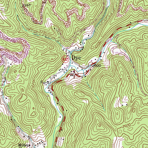 Topographic Map of Big Lick Creek, VA