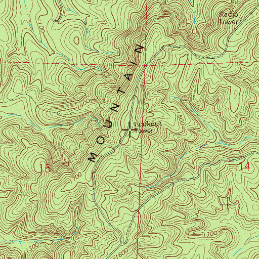 Topographic Map of Turkey Heaven Mountain Lookout Tower, AL