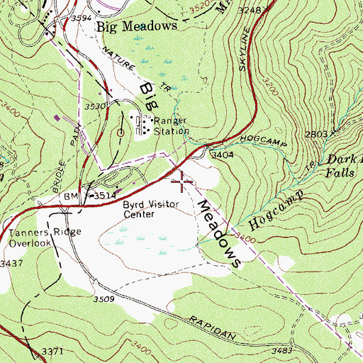 Topographic Map of Big Meadows, VA