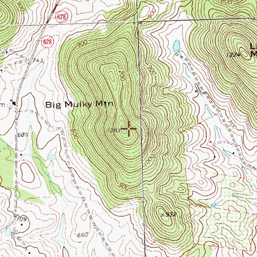 Topographic Map of Big Mulky Mountain, VA