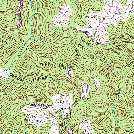 Topographic Map of Big Oak School, VA