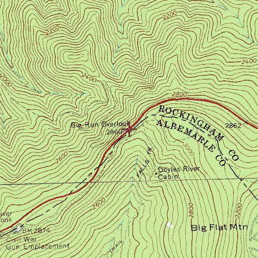 Topographic Map of Big Run Overlook, VA