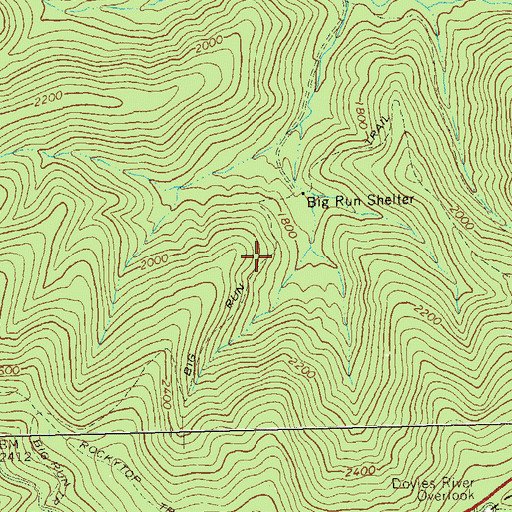 Topographic Map of Big Run Trail, VA
