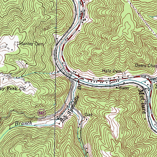 Topographic Map of Big Spraddle Branch, VA