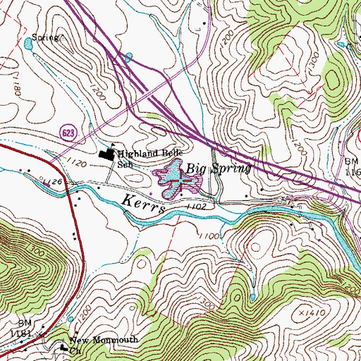 Topographic Map of Big Spring, VA