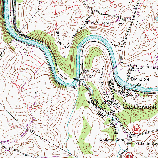Topographic Map of Big Spring Branch, VA
