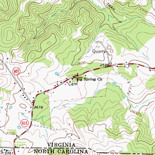 Topographic Map of Big Spring Church, VA