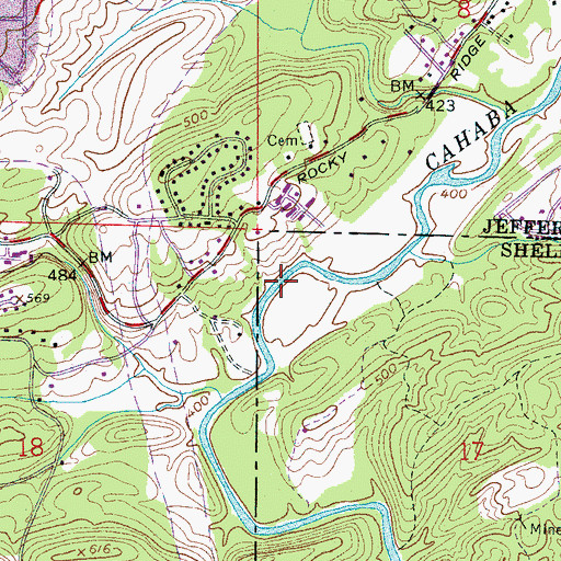 Topographic Map of Acton Ford, AL