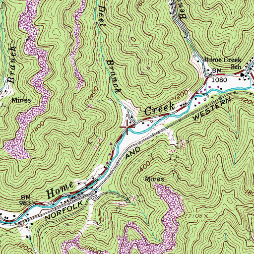 Topographic Map of Bill Deel Branch, VA