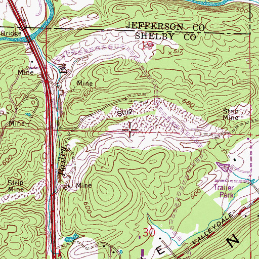 Topographic Map of Acton Mine, AL