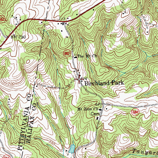 Topographic Map of Birchland Park, VA