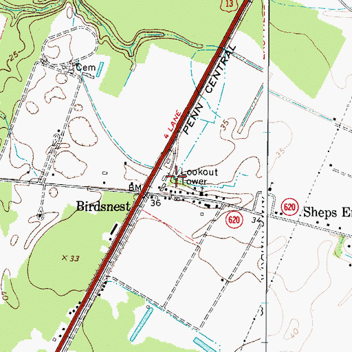 Topographic Map of Birdsnest, VA