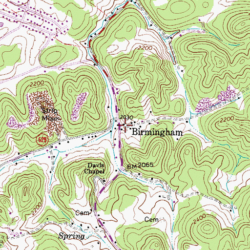 Topographic Map of Birmingham, VA