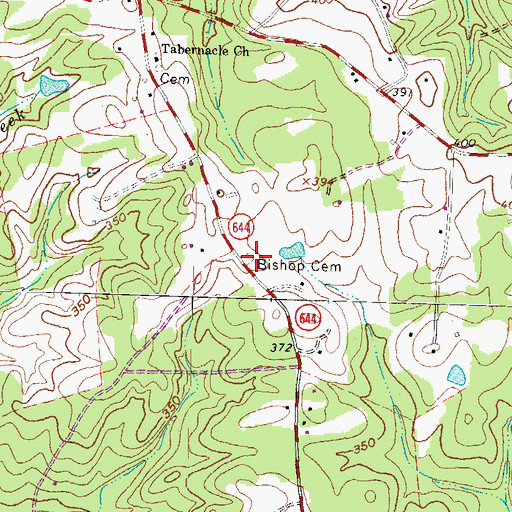 Topographic Map of Bishop Cemetery, VA