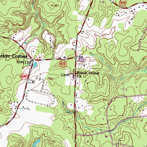 Topographic Map of Black Creek Church, VA