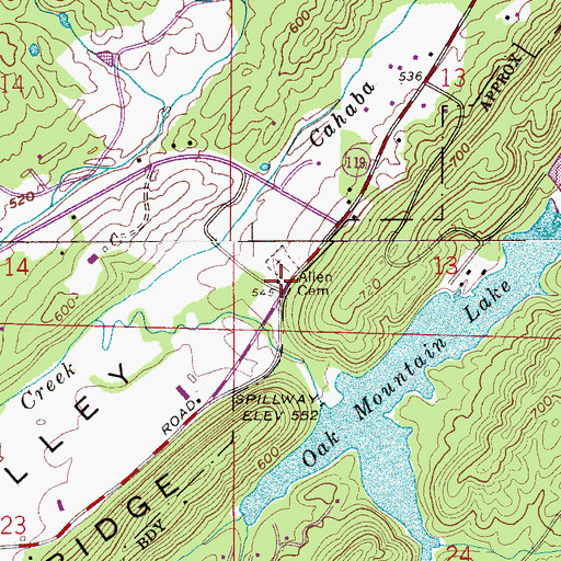 Topographic Map of Allen Church, AL