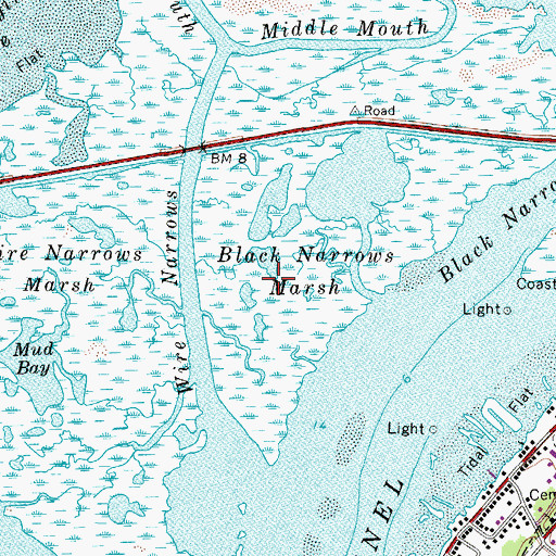 Topographic Map of Black Narrows Marsh, VA
