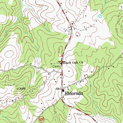 Topographic Map of Black Oak Church, VA