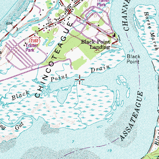 Topographic Map of Black Point Drain, VA