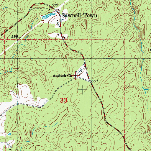 Topographic Map of Antioch Church, AL