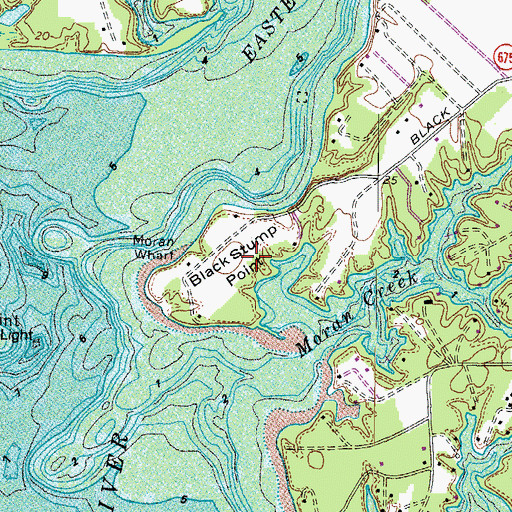 Topographic Map of Black Stump Point, VA