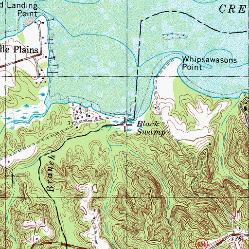 Topographic Map of Black Swamp, VA