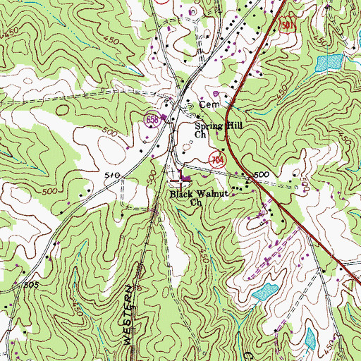 Topographic Map of Black Walnut Church, VA