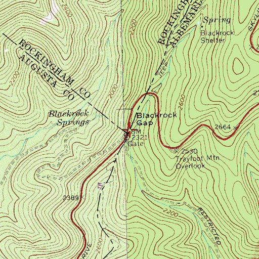 Topographic Map of Blackrock Gap, VA