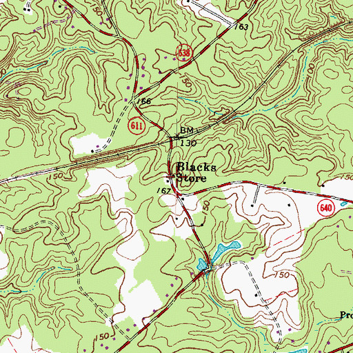 Topographic Map of Blacks Store, VA