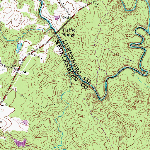 Topographic Map of Blackstone Creek, VA