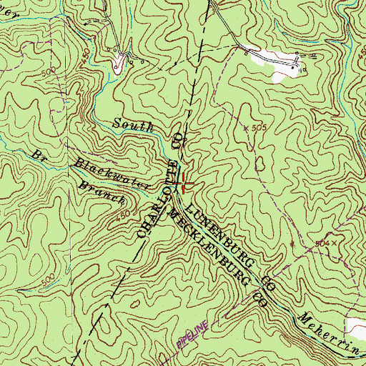Topographic Map of Blackwater Branch, VA