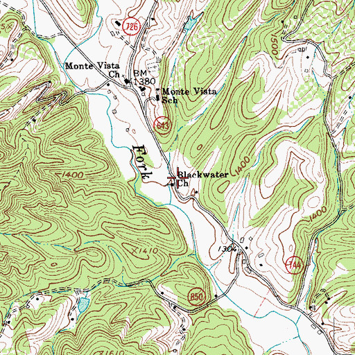 Topographic Map of Blackwater Church, VA