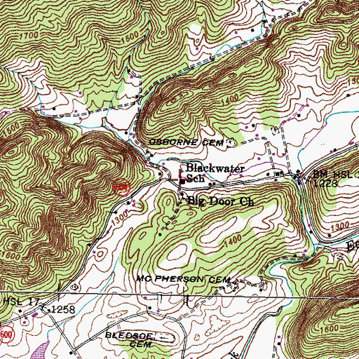 Topographic Map of Blackwater School, VA