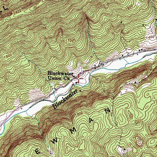 Topographic Map of Blackwater Union Church, VA