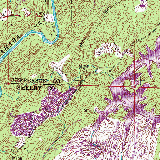 Topographic Map of Ballard Mine, AL