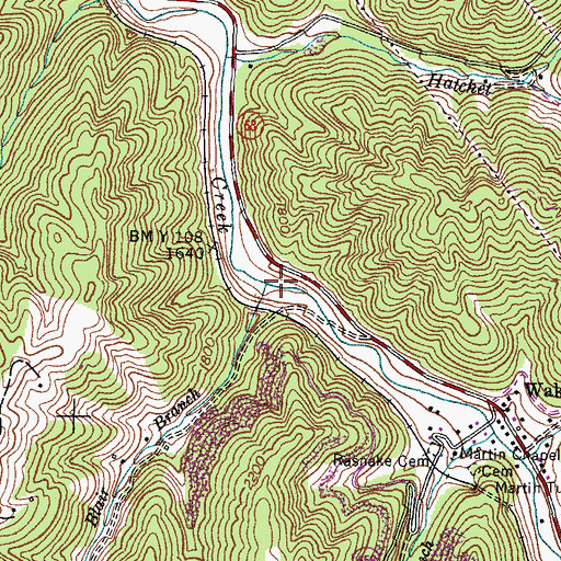Topographic Map of Blair Branch, VA