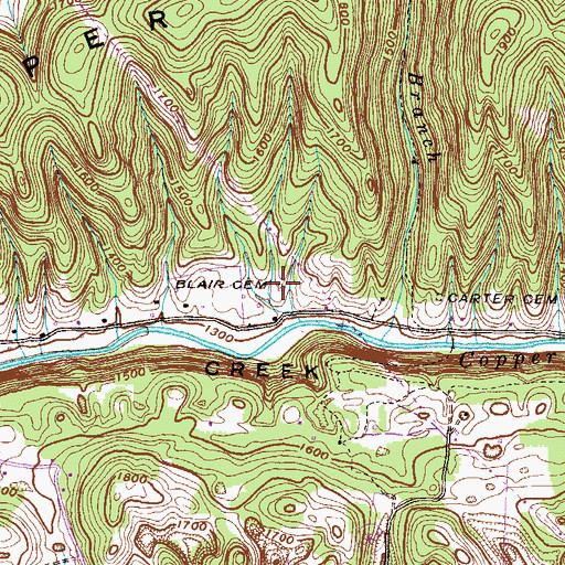 Topographic Map of Blair Cemetery, VA