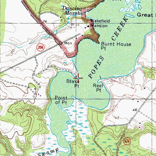 Topographic Map of Blake Point, VA