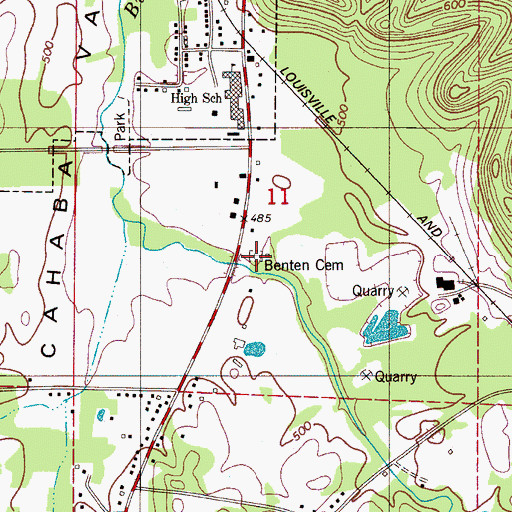 Topographic Map of Benten Cemetery, AL